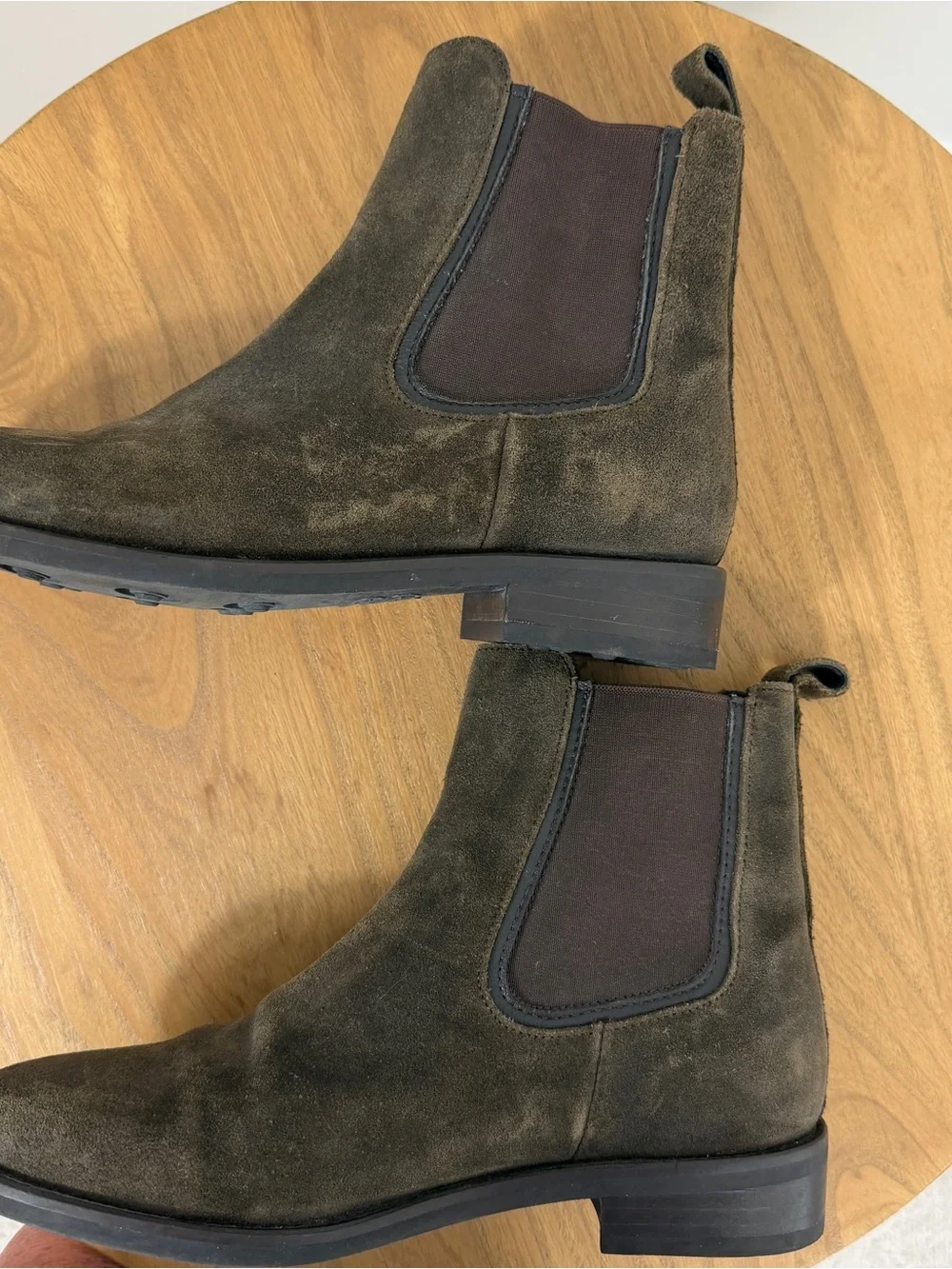 Thursday Boot Co Duchess Chelsea Dark Olive Suede WeatherSafe Ankle Bootie 6